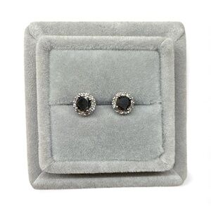 Kay Jewelers Black and Silver Halo Earrings